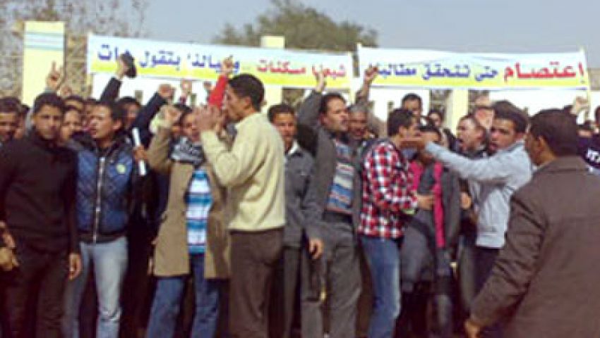 وقفة لعمال السويدي للكابلات على سلالم الصحفيين